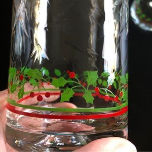 Vintage Holiday Holly Berry Tumbler Glasses - set of 4